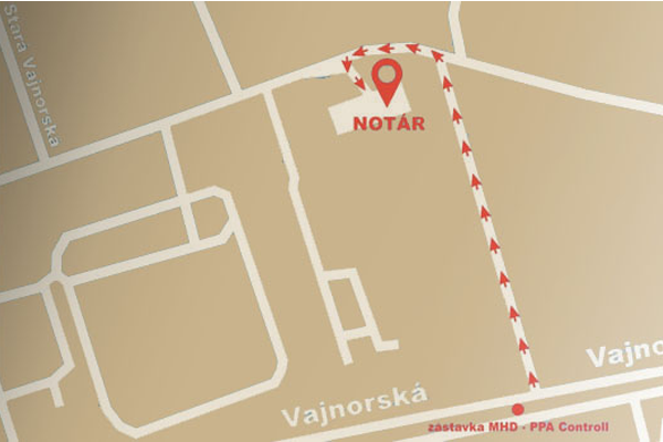 Walking map to Notary Vlha